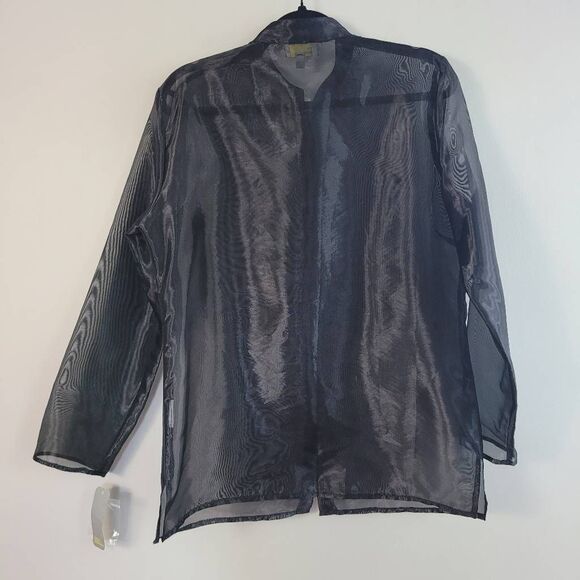 NWT deadstock vintage Linea Domani size 10 sheer black button up goth glam stree - Picture 2 of 10